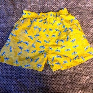 Lilly Pulitzer yellow and blue dragonfly 100% cotton shorts girls’ 6x